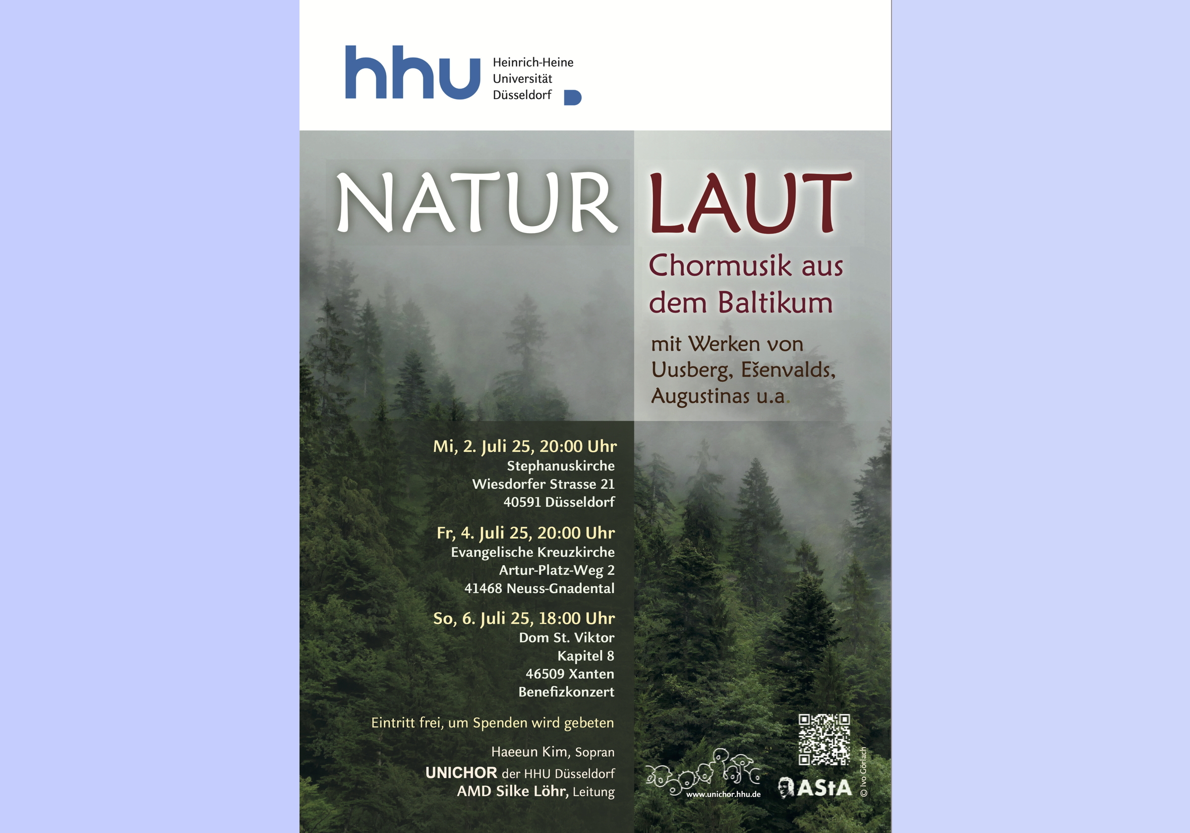 Offizielles Konzertplakat der "Naturlaut" Aufführungen des HHU Unichors.