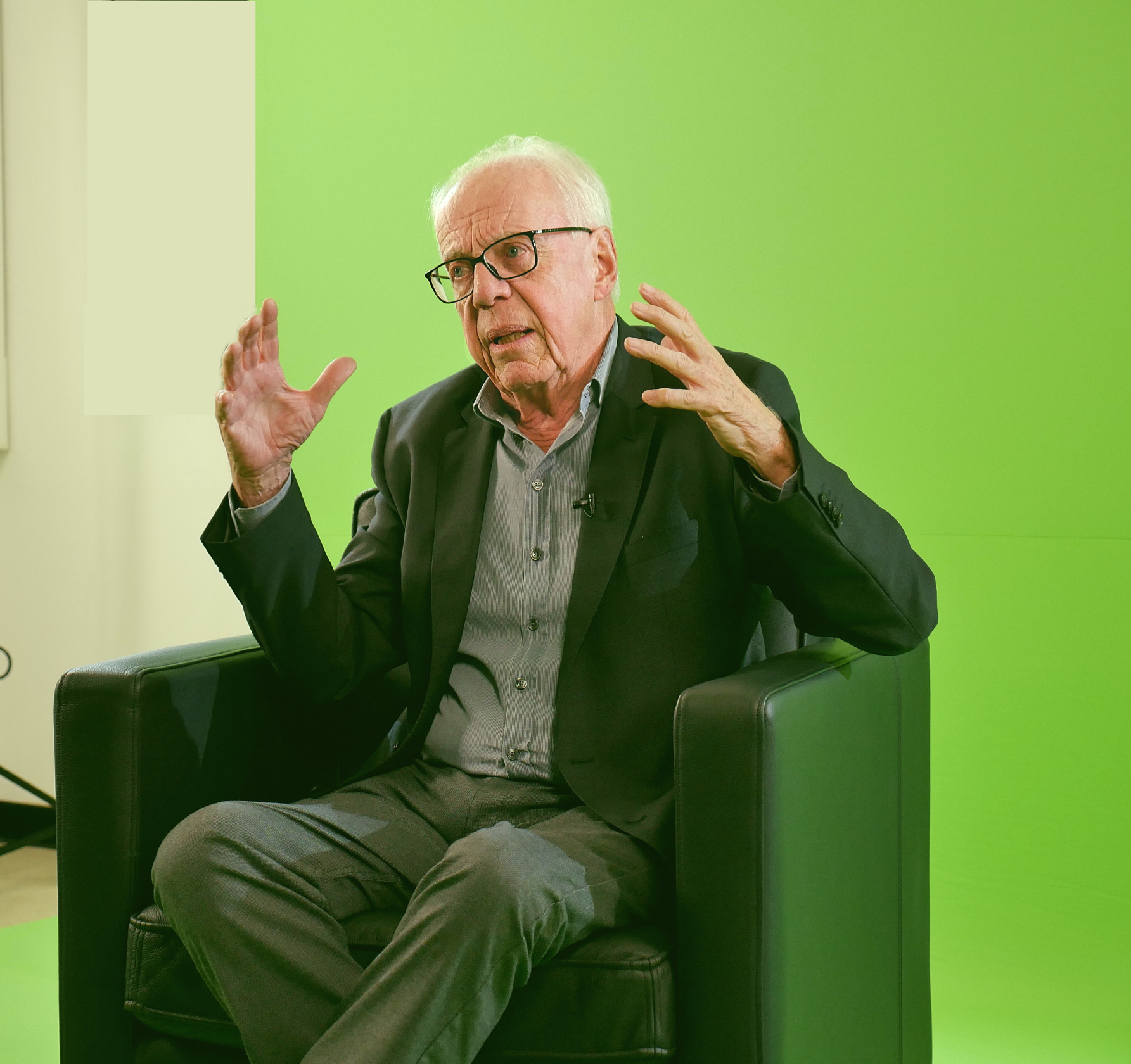 Prof. Kaiser bei Videoaufnahmen zum Jubiläum der HHU-Namensgebung 2018.