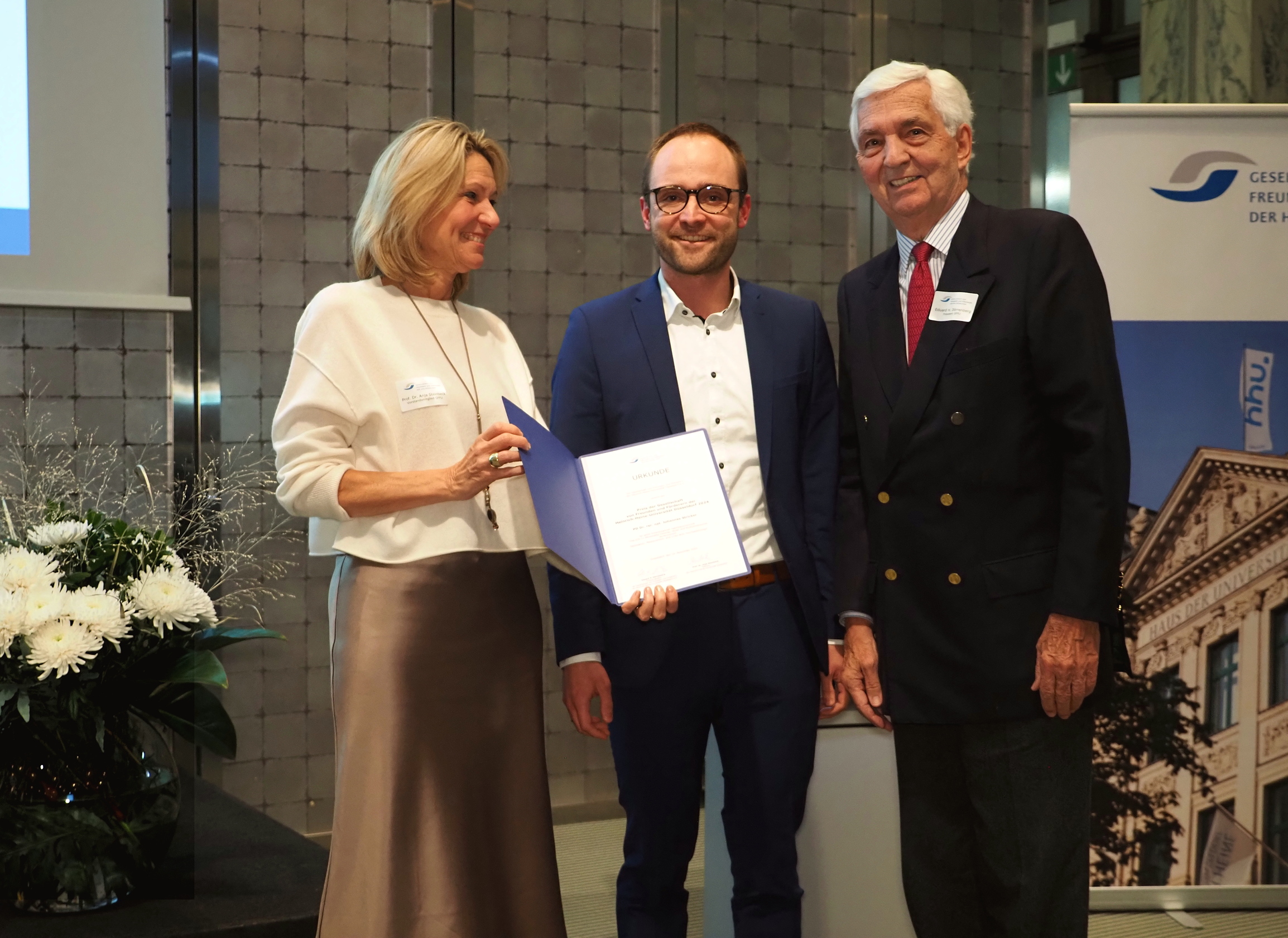 GFFU-Preisträger 2024 mit Rektorin und GFFU Präsident